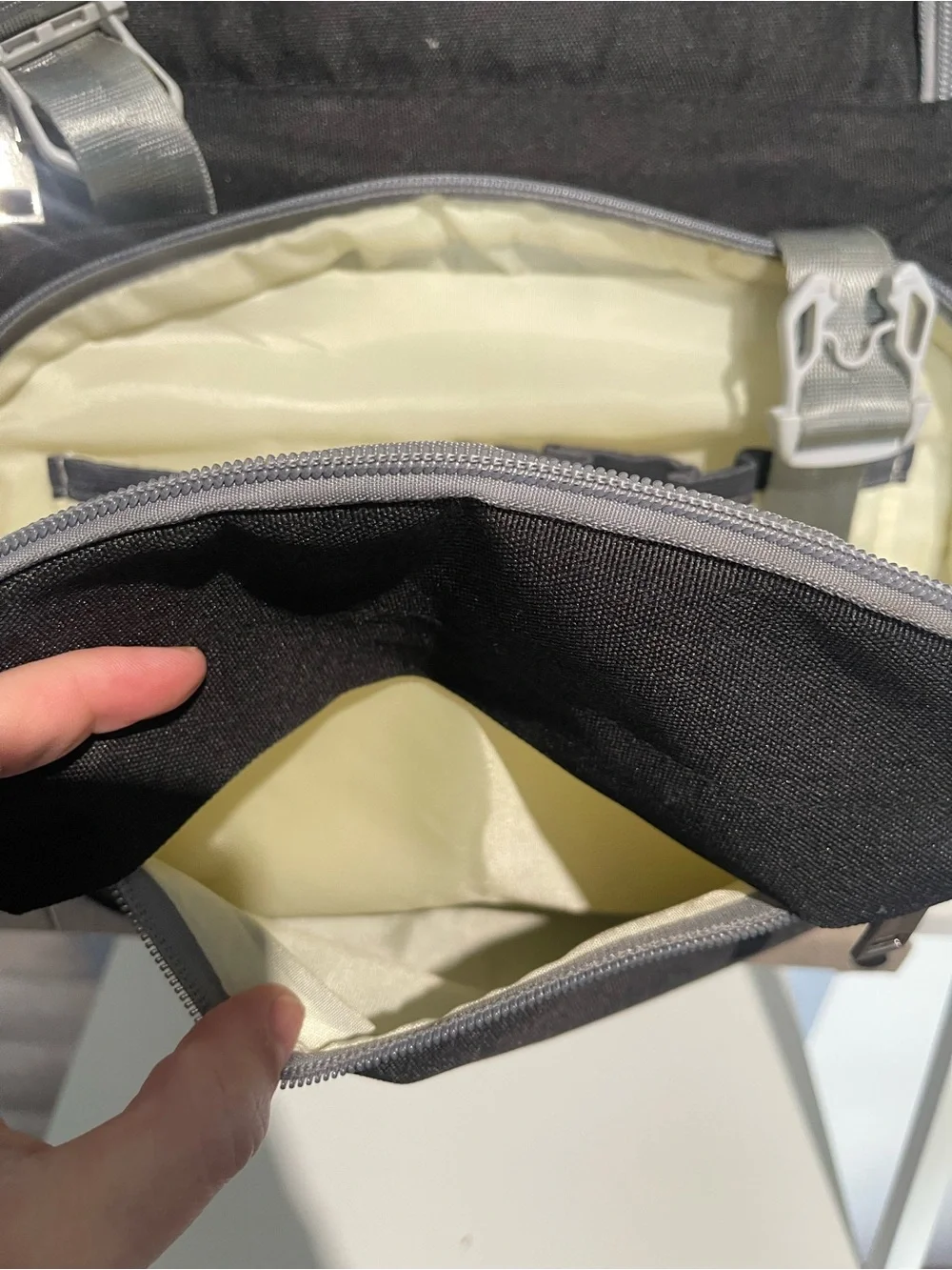 Black Diaper Backpack with Gray Accents